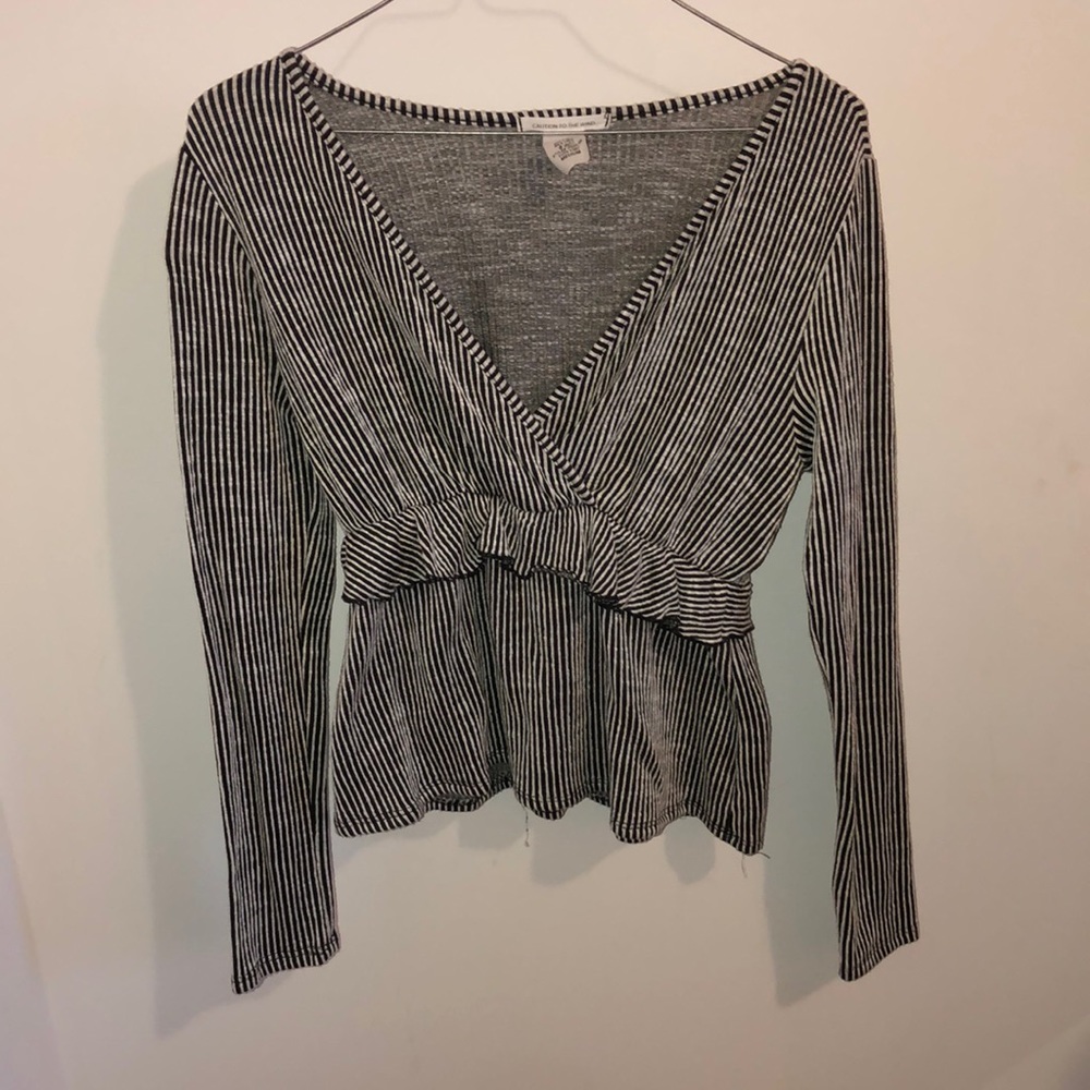 V-neck striped blouse